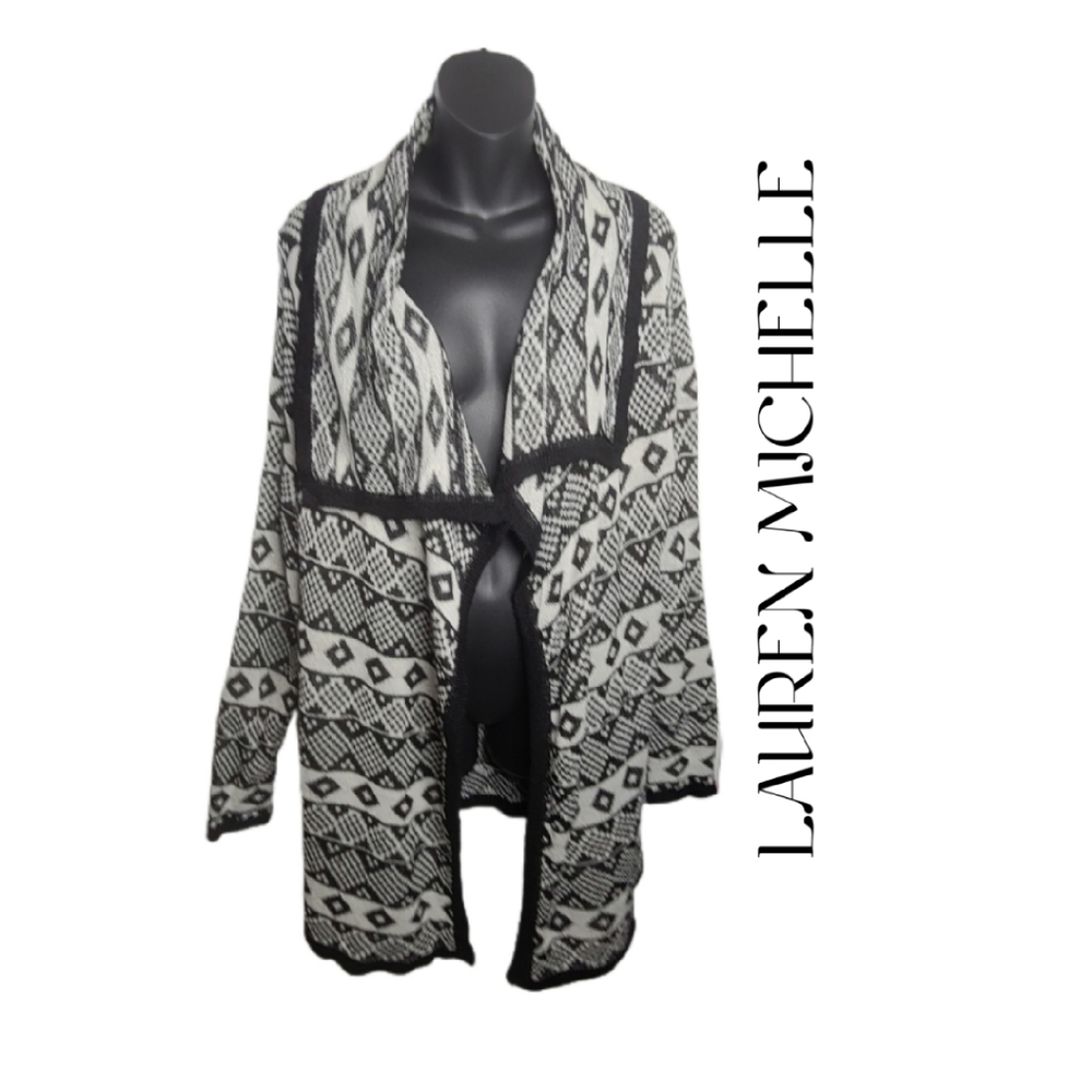 LAUREN MICHELLE AZTEC PRINT OPEN FRONT CARDIGAN - Picture 2 of 4